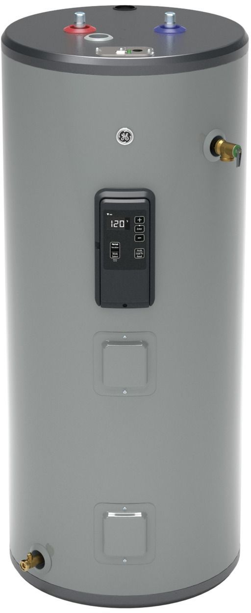 GE 40 Gallon Diamond Gray Smart Short Electric Water Heater GE40S12BLM 
