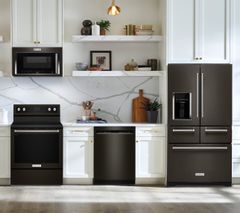KitchenAid 4 Piece Kitchen Package with a 25.8 Cu. Ft. Black Stainless Steel with PrintShield™ Finish French Door Refrigerator