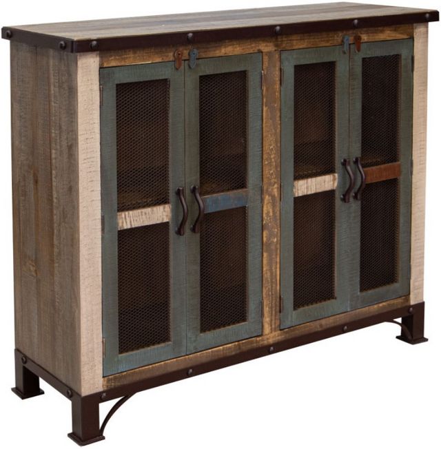 International Furniture Direct Antique Mullti-Colored 4-Door Console
