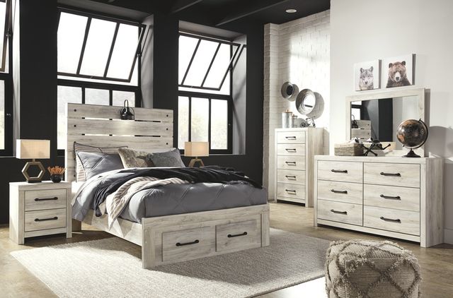 Signature Design by Ashley® Cambeck Whitewash Queen Panel Bed with 2 Storage Drawers 15