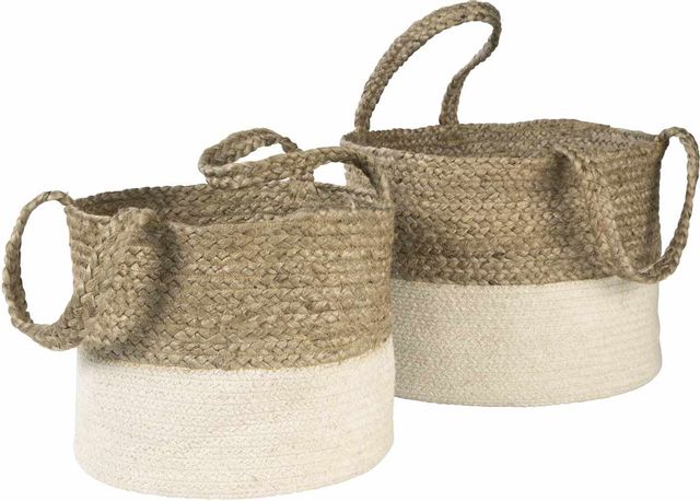 Signature Design by Ashley® Parrish Set of 2 Natural/White Baskets-A2000435-1