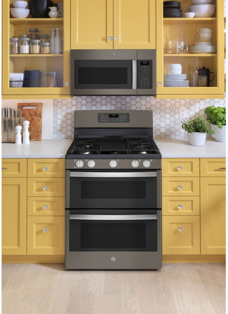 ge slate double oven gas range