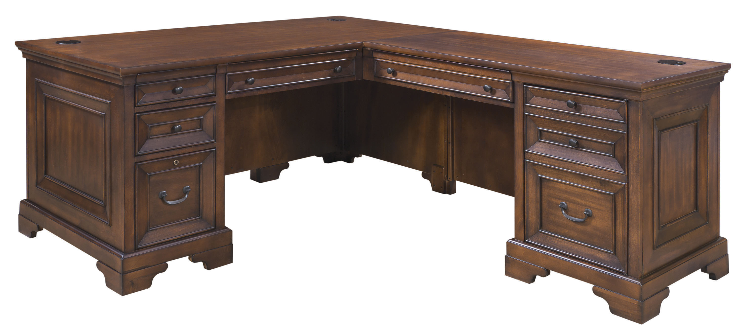 Aspenhome® Richmond Brown Burgundy L-Shaped Desk