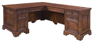 Aspenhome® Richmond Brown Burgundy L-Shaped Desk