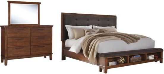 Signature Design by Ashley® Ralene 3-Piece Medium Brown King Upholstered Panel Bed Set