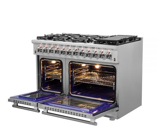 FORNO® Alta Qualita 48" Stainless Steel Pro Style Dual Fuel Natural Gas Range-2