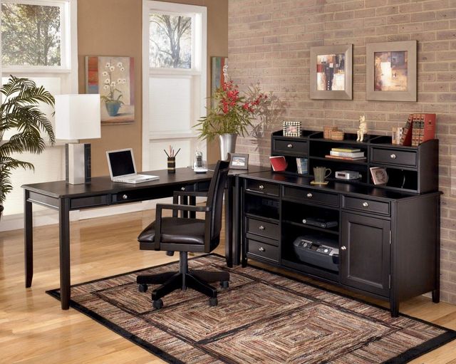 Signature Design by Ashley® Carlyle Dark Brown Home Office Short Desk Hutch 4