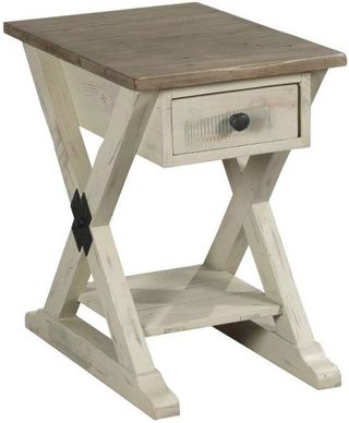 Hammary® Reclamation Place Brown and White Trestle Chairside Table