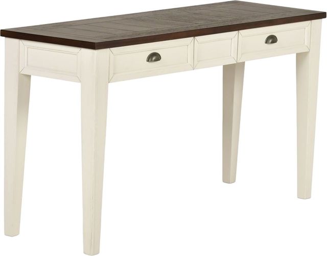 Steve Silver Co. Cayla Dark Oak Sofa Table with Antiqued White Base-0