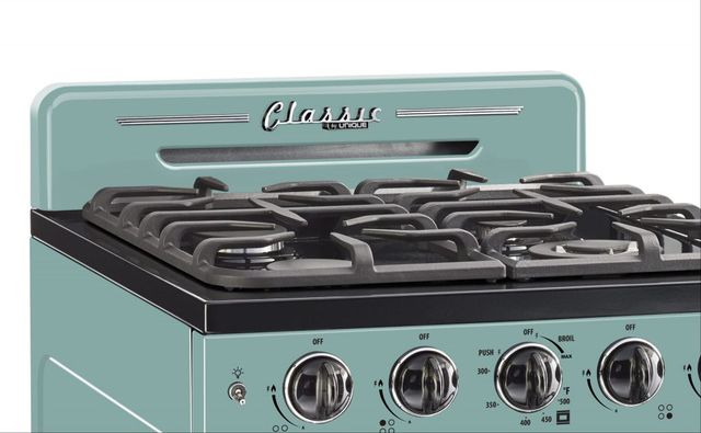 Unique® Appliances Classic Retro 24" Ocean Mist Turquoise Freestanding Natural Gas Range 4