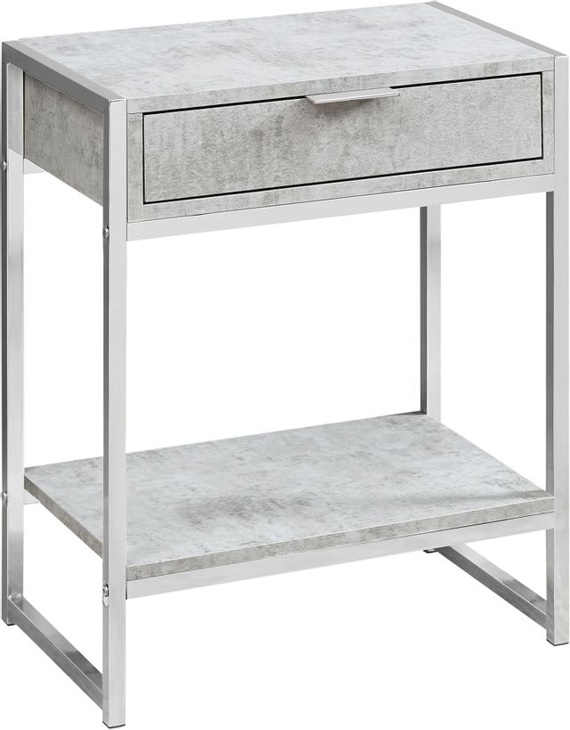 Monarch Specialties Inc. Grey Cement 24" Chrome Metal Accent Table