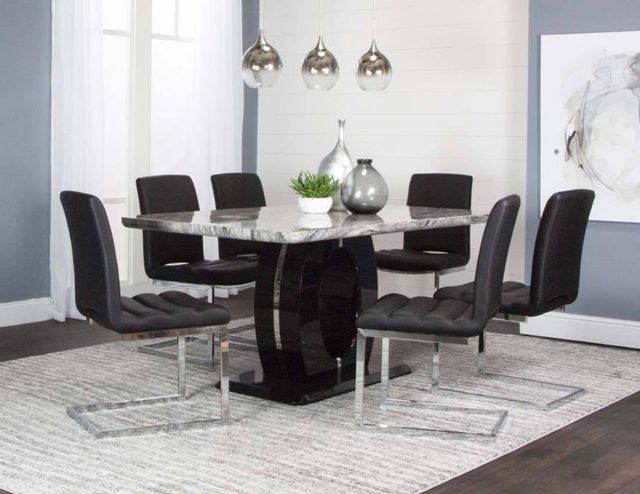 Cramco Dyane 7 Piece Blackchrome Dining Set Freds Furniture Co And Mattress Erie Pa 0906