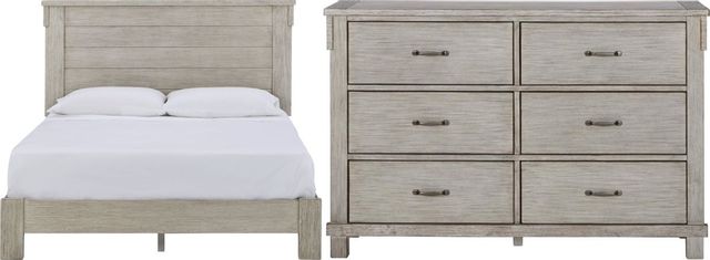 Signature Design by Ashley® Hollentown 4-Piece Whitewash King Panel Bed Set