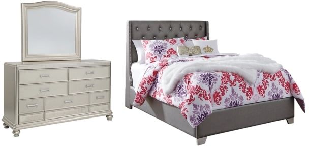 Signature Design by Ashley® Coralayne 3-Piece Silver Youth Full Upholstered Panel Bed Set