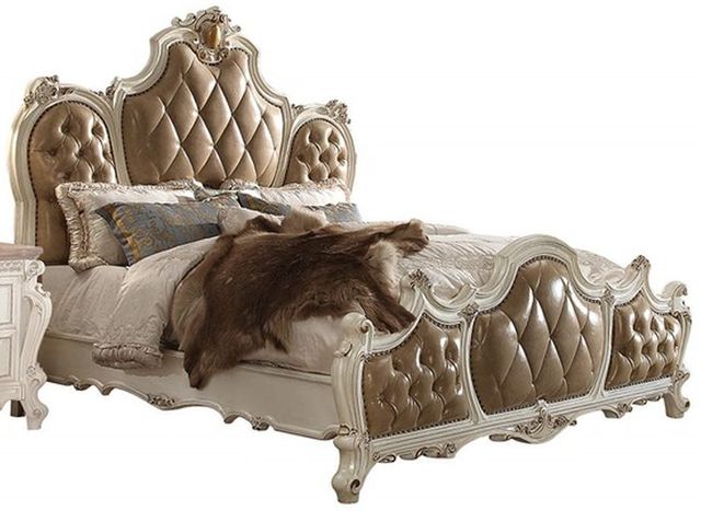 ACME Furniture Picardy Antique Pearl/Brown Queen Upholstered Bed