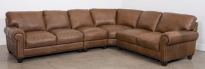 Soft Line Madison Pecan 4 Piece All Leather Sectional