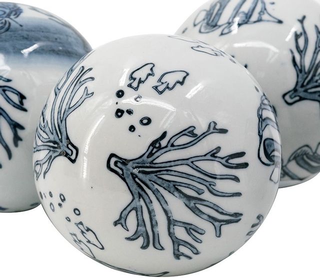 A & B Home Set of 4 Blue/White Decorative Balls-2