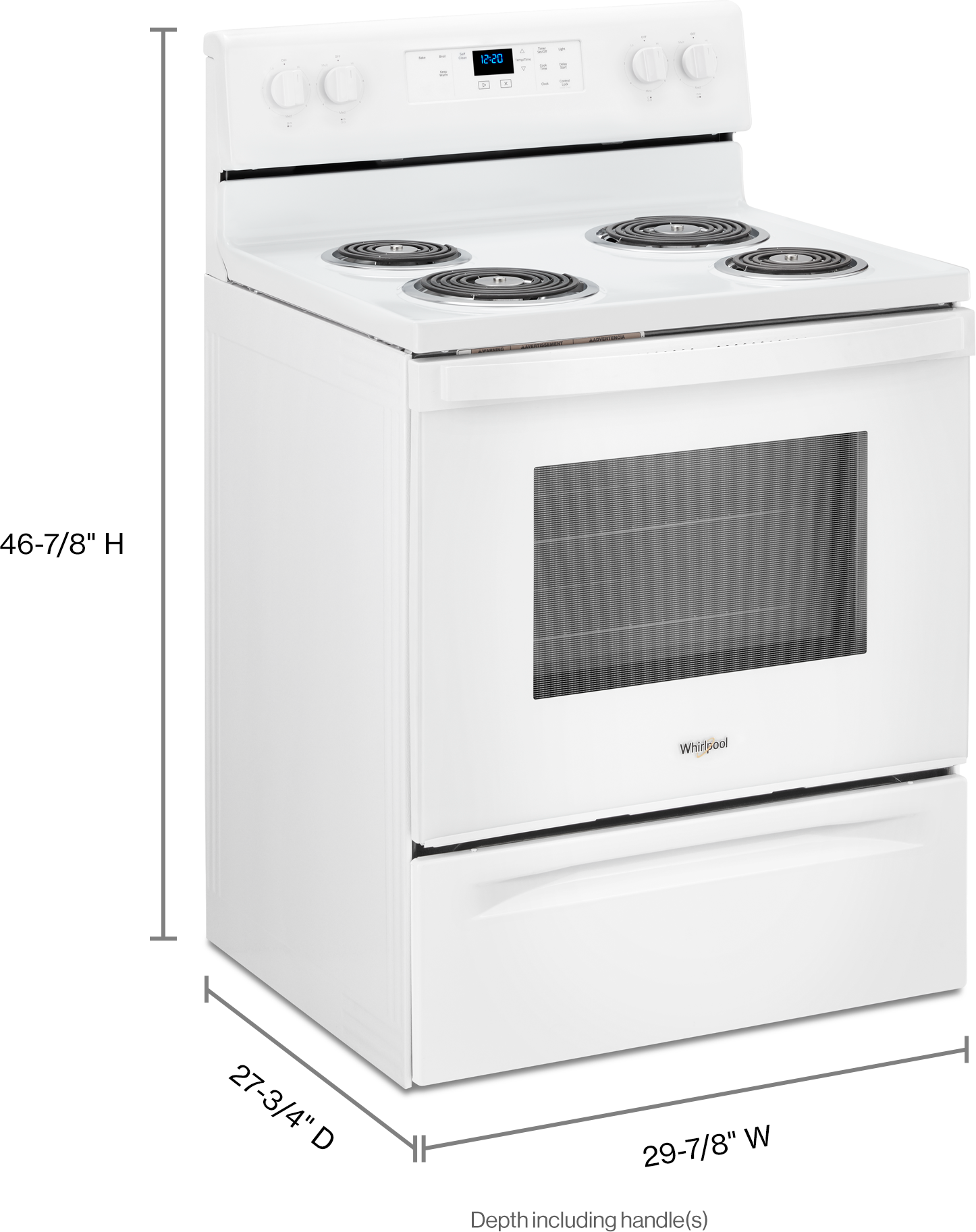 whirlpool free standing electric range