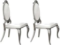 Coaster® Antoine 2-Piece Creamy White/Chrome Side Chairs