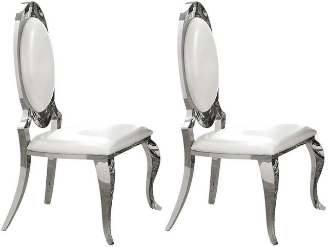 Coaster® Antoine Set of 2 Creamy White & Chrome Side Chairs