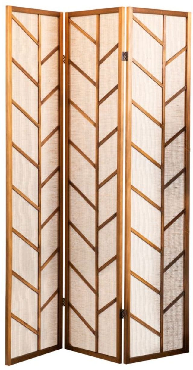 Coaster® Mila Walnut/Linen Foldable 3-Panel Screen-0