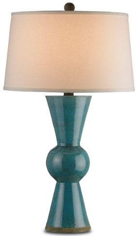 Currey & Company Upbeat Off-White/Teal Table Lamp