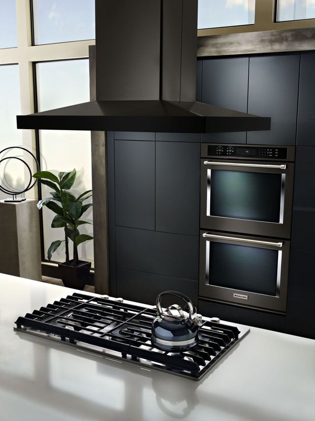 KitchenAid® 36'' Black Stainless Steel with PrintShield™ Finish Island Range Hood 2