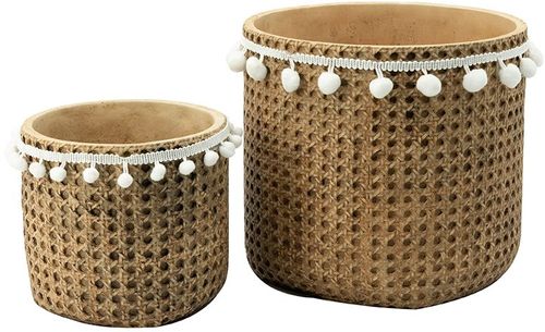 A & B Home 2-Piece Natural Woven Planters