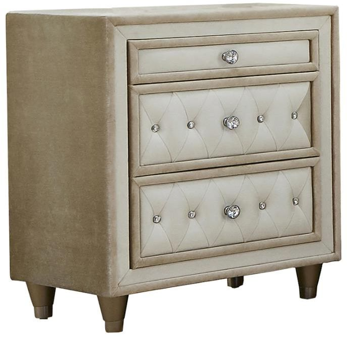 Coaster Antonella Camel Champagne Nightstand Pearls Furniture