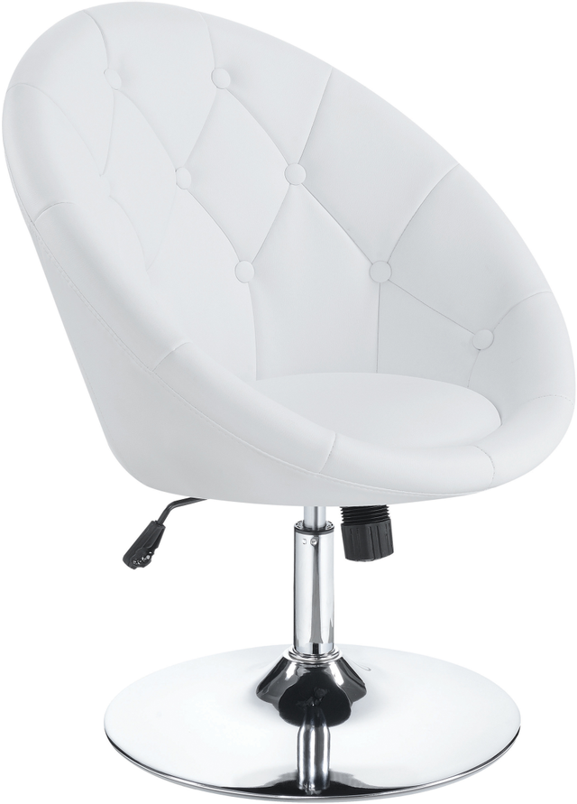 Coaster® White And Chrome Round Tufted Swivel Chair 0