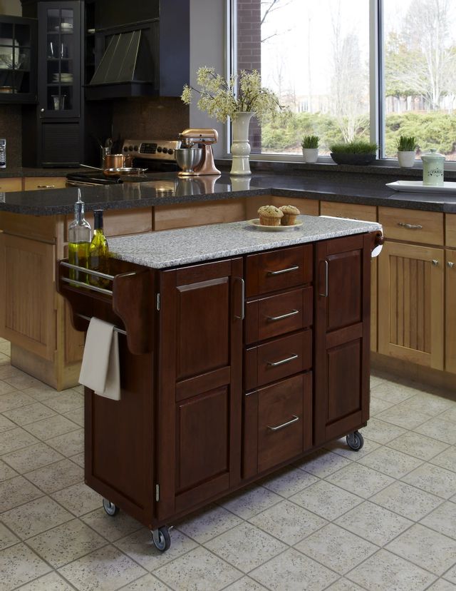 homestyles® Create-a-Cart Cherry/Salt-and-Pepper Granite Kitchen Cart-2