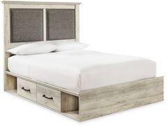 Signature Design by Ashley® Cambeck Whitewash King Upholstered Storage Panel Bed