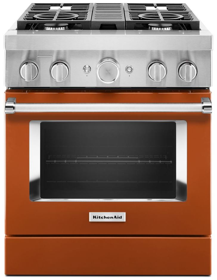 KitchenAid® 30" Scorched Orange Commercial-Style Free Standing Dual Fuel Range-KFDC500JSC