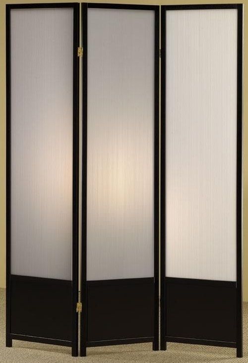 Coaster® Calix Translucent/Black 3-Panel Folding Floor Screen-1