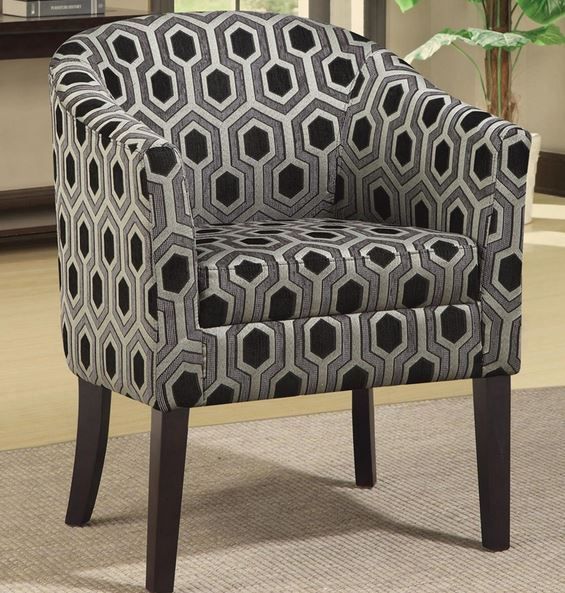 Coaster® Grey And Black Hexagon Patterned Accent Chair 1