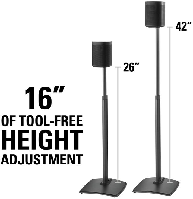 Sanus® Black Adjustable Height Wireless Speaker Stand 1