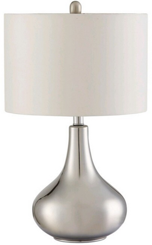 Coaster® Junko Chrome And White Drum Shade Table Lamp