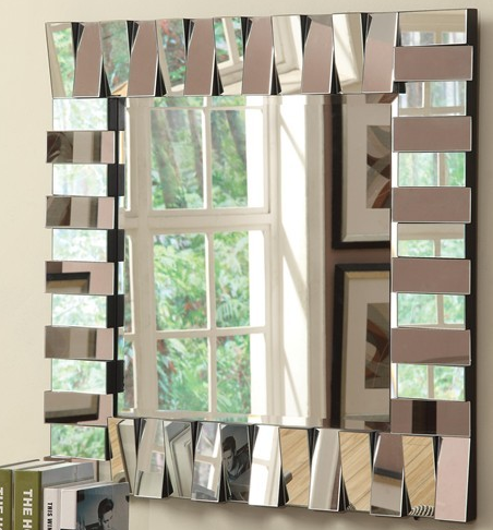 Coaster® Silver Square Wall Mirror With Layered Panel-1