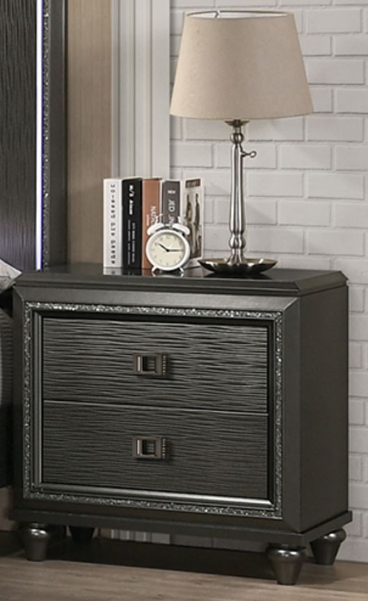 Elements International Moonstone Copper Grey Nightstand Miskelly