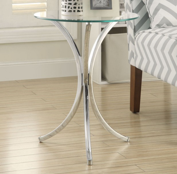 Coaster® Chrome Round Accent Table With Curved Legs 1