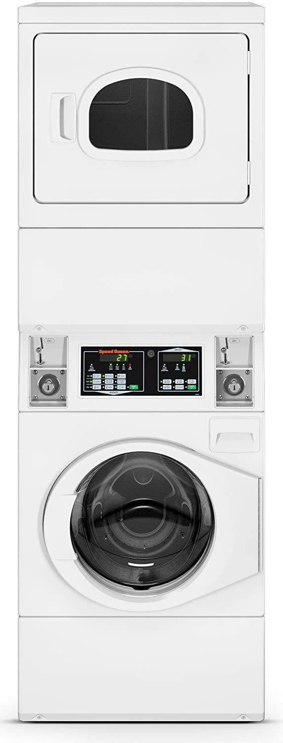 Speed Queen® Commercial 26.88" White Gas Stack Washer/Dryer 0