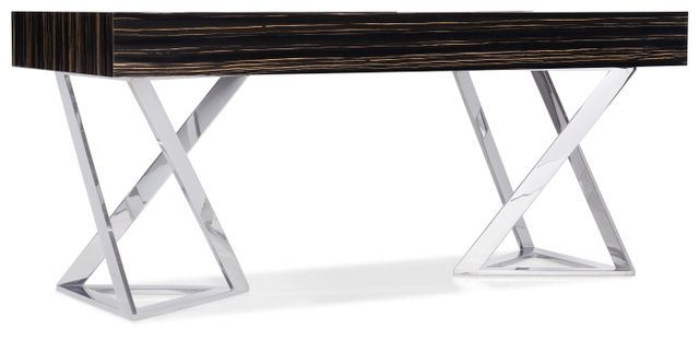 Hooker® Furniture Melange Black/Brown/Polished Stainless Steel Writing Desk-2