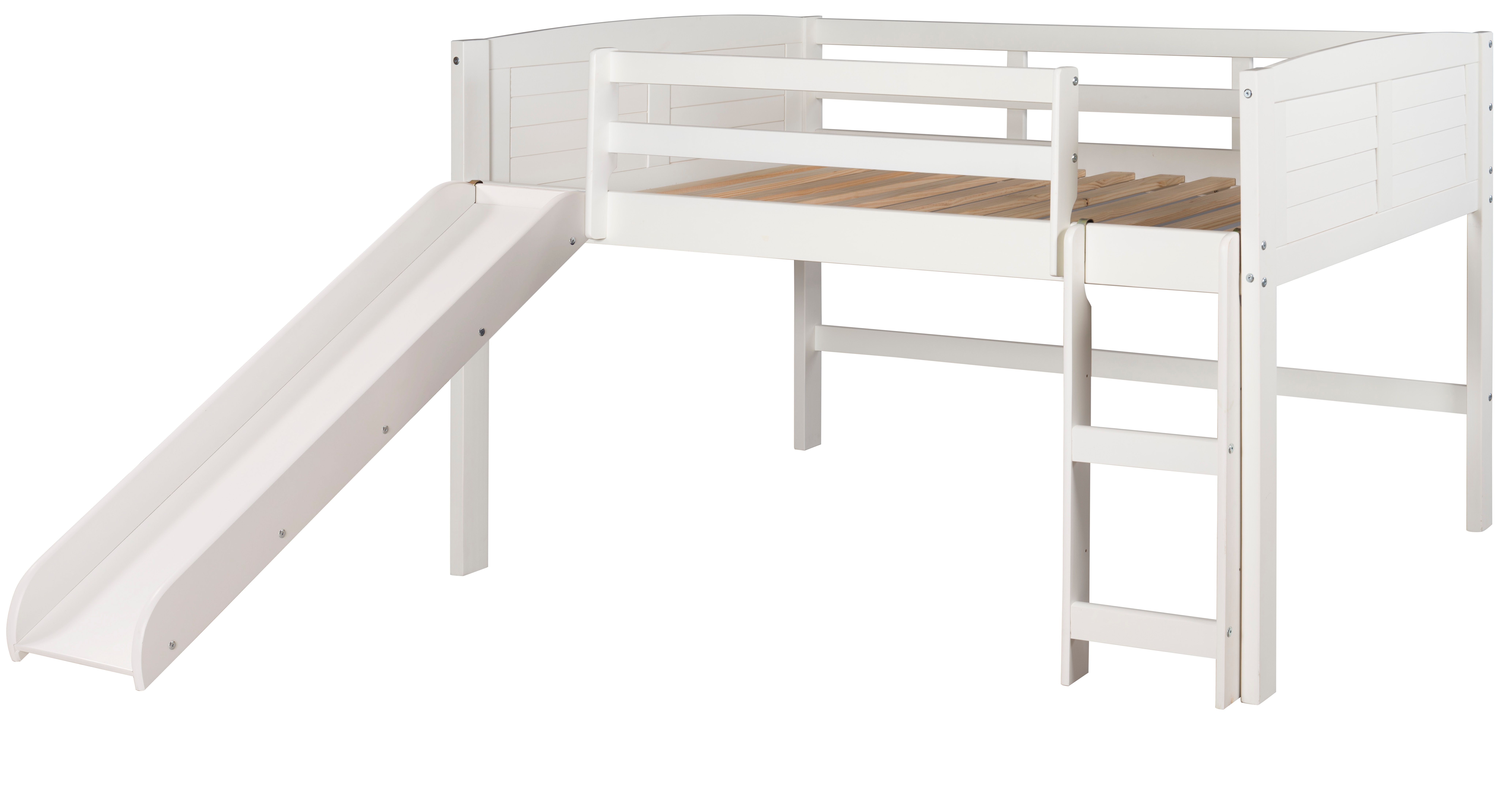 Donco Kids Louver White Twin Low Loft Bed With Slide | Colder's ...