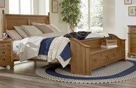 Laurel Mercantile Co Home Gilchrist Honey King Poster Bed with Footboard Storage Bench