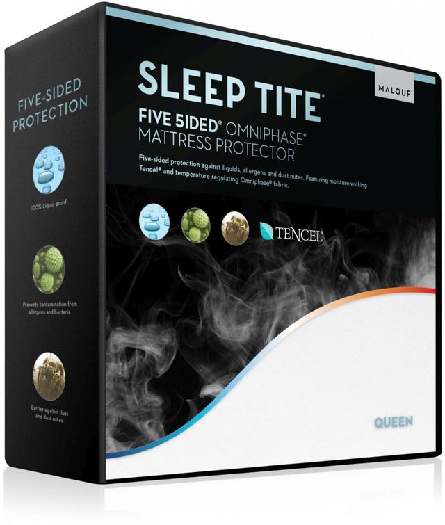 Malouf® Tite® Five 5ided® Split Queen Mattress Protector with Tencel™ + Omniphase® 0