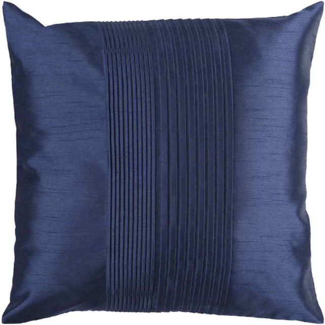 Surya Solid Pleated Navy 18"x18" Pillow Shell with Down Insert-0