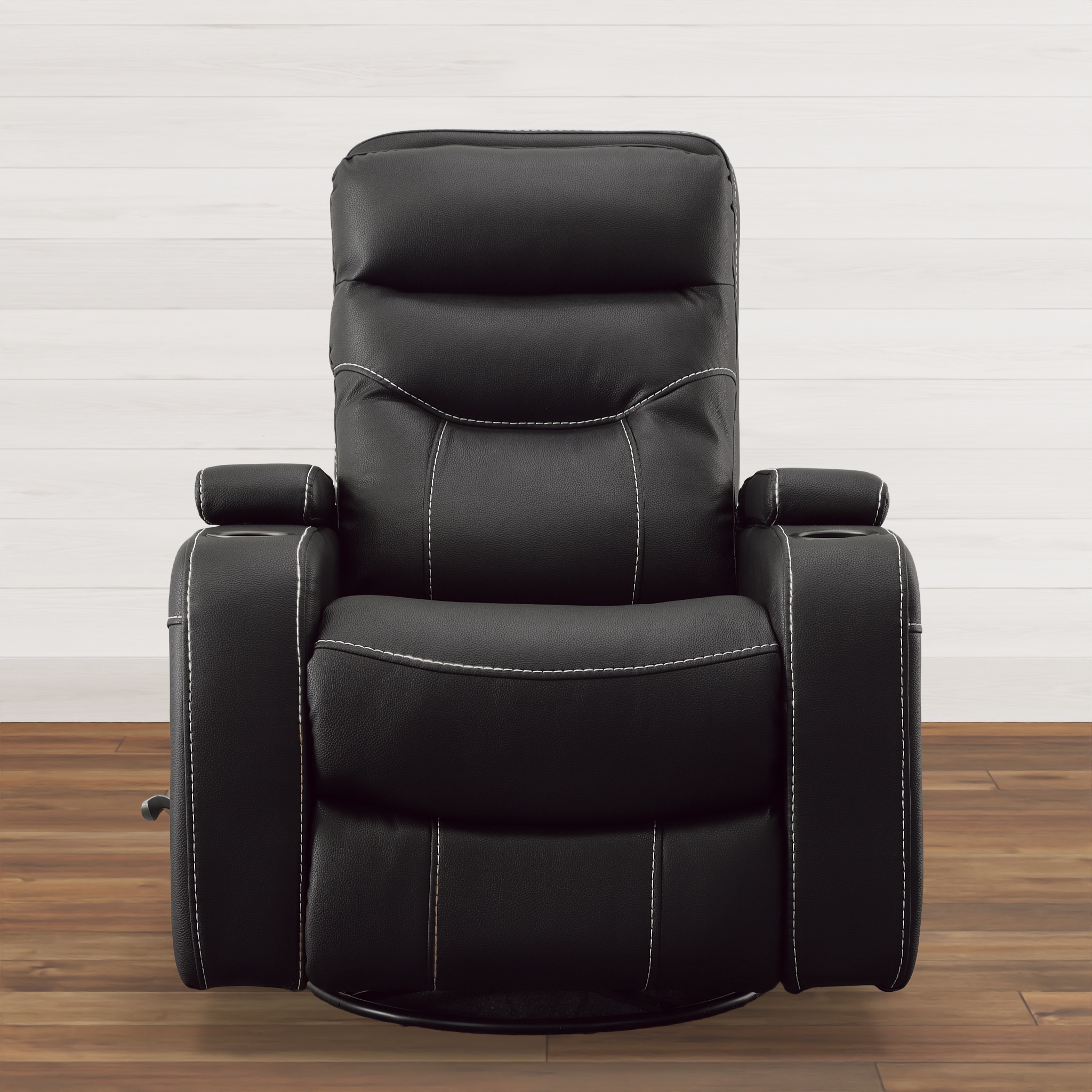 Man Wah Bentley Black Performance Fabric Swivel Glider Recliner