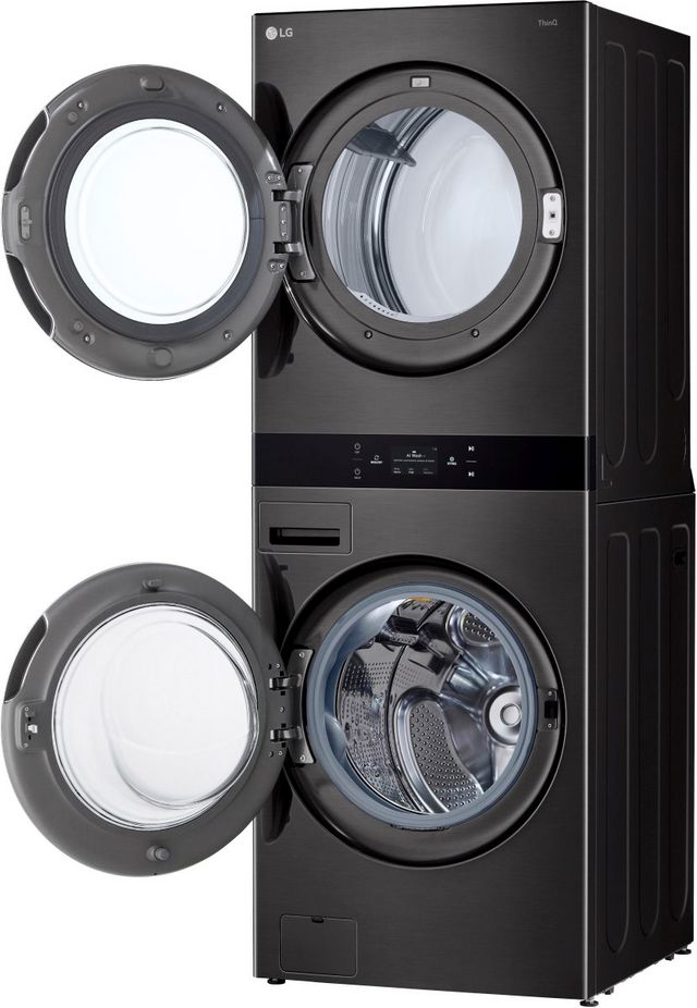 LG 5.0 Cu. Ft. Washer, 7.4 Cu. Ft. Dryer Black Steel Stack Laundry-2