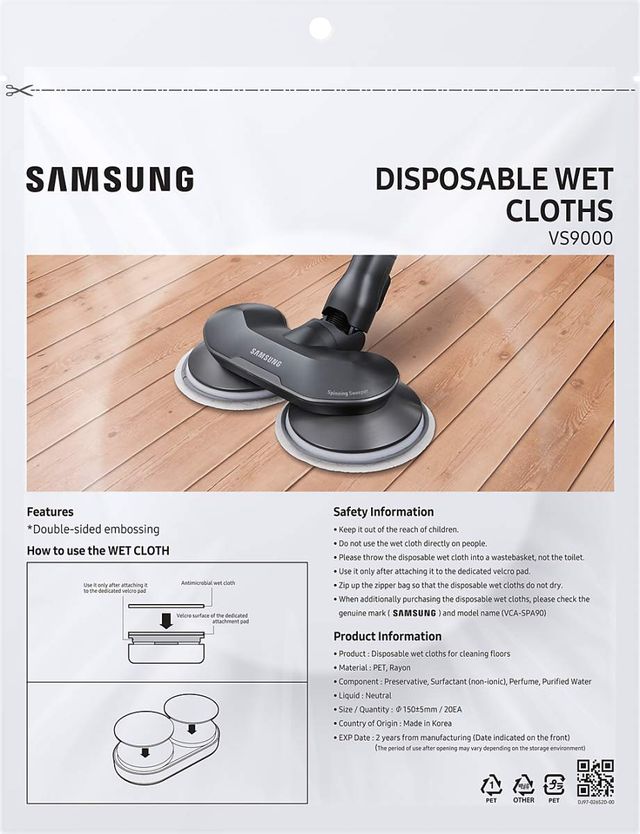 Samsung Set of 20 White Jet™ Spinning Sweeper Disposable Wet Pads 1