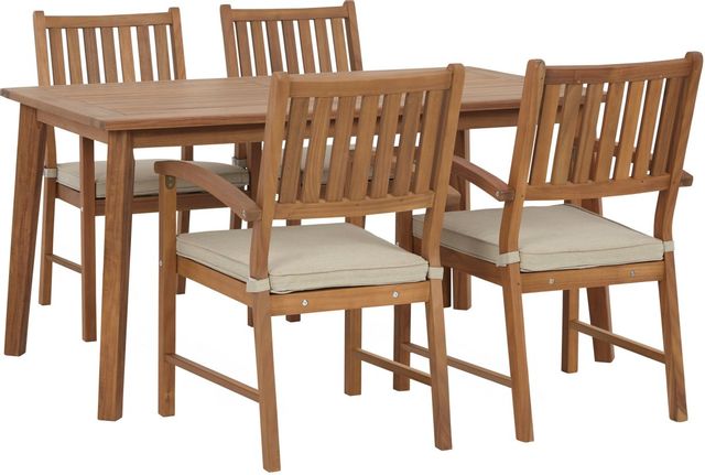 Signature Design by Ashley® Janiyah 5-Piece Light Brown Outdoor Dining Set-0